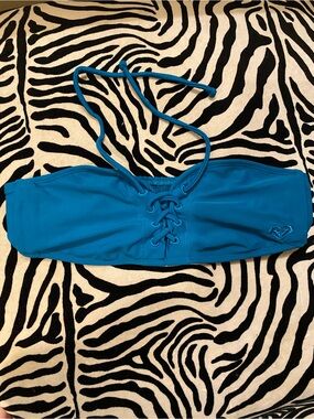 Roxy Women's Vibrant Blue Lace-Up Bandeau Swim Top
